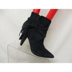 Marc Fisher Womens Black Suede Laces Side Zip Ankle Boots Bootie Size 7 M GUC